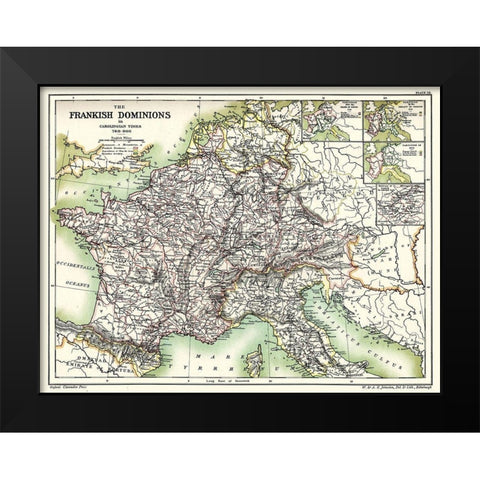 Frankish Dominions Carolingian 768-900 France Black Modern Wood Framed Art Print by Poole