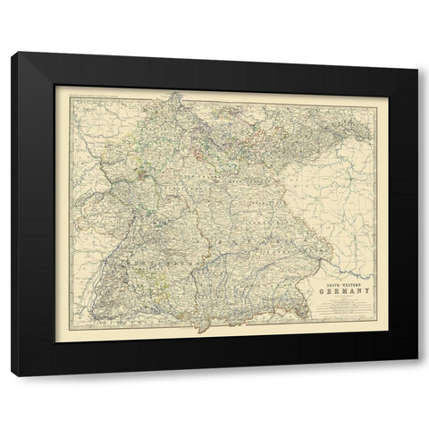 Southwest Germany - Johnston 1861 Black Modern Wood Framed Art Print with Double Matting by Johnston