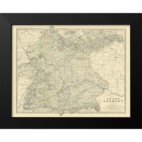 Southwest Germany - Johnston 1861 Black Modern Wood Framed Art Print by Johnston