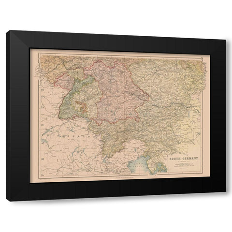 South Germany - Black 1867 Black Modern Wood Framed Art Print by Black