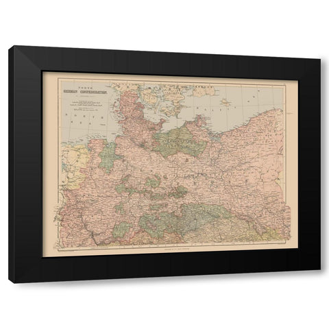 North German Confederation Germany - Black 1867 Black Modern Wood Framed Art Print with Double Matting by Black