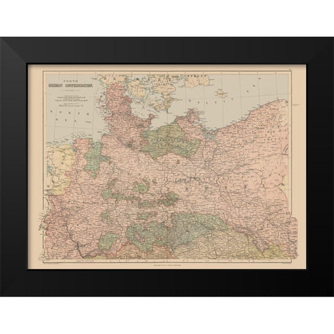 North German Confederation Germany - Black 1867 Black Modern Wood Framed Art Print by Black