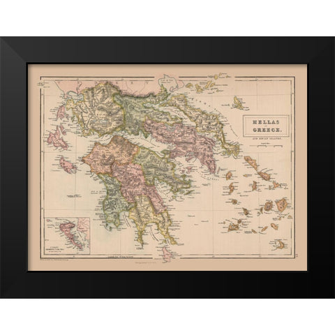 Greece - Black 1867 Black Modern Wood Framed Art Print by Black