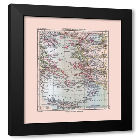 Aegean Sea Islands Greece Turkey - Perthes 1896 Black Modern Wood Framed Art Print with Double Matting by Perthes