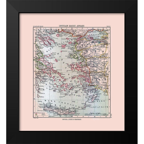 Aegean Sea Islands Greece Turkey - Perthes 1896 Black Modern Wood Framed Art Print by Perthes