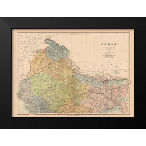 Northwest India - Black 1867 Black Modern Wood Framed Art Print by Black