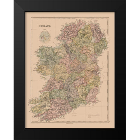 Ireland - Black 1867 Black Modern Wood Framed Art Print by Black