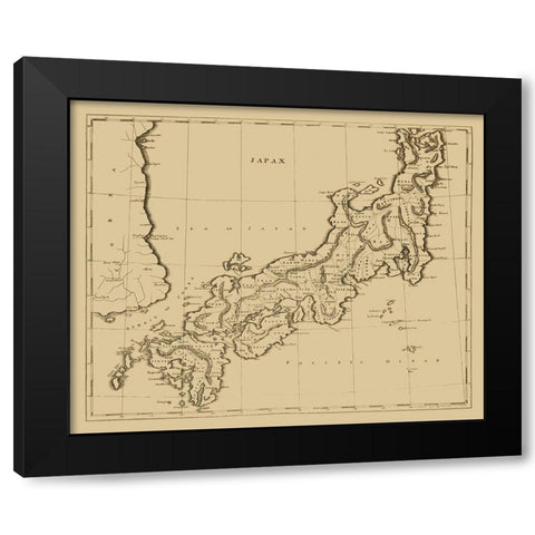 Ancient Japan - Arrowsmith 1812 Black Modern Wood Framed Art Print with Double Matting by Arrowsmith
