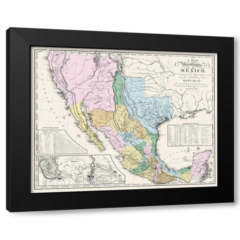 Mexican States Mexico - Tanner 1846 Black Modern Wood Framed Art Print with Double Matting by Tanner
