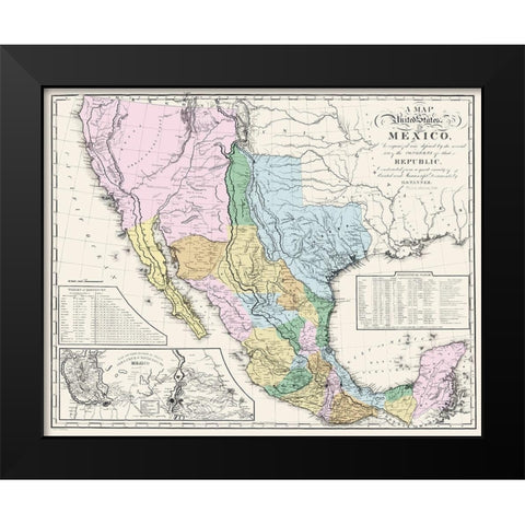 Mexican States Mexico - Tanner 1846 Black Modern Wood Framed Art Print by Tanner