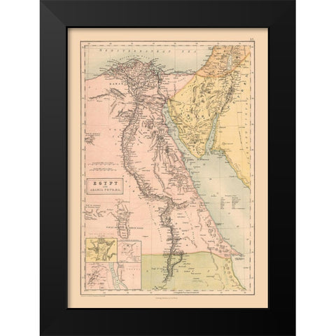 Middle East Egypt Arabia - Black 1867 Black Modern Wood Framed Art Print by Black