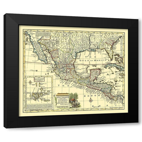 California New Mexico United States Mexico Black Modern Wood Framed Art Print by Bowen
