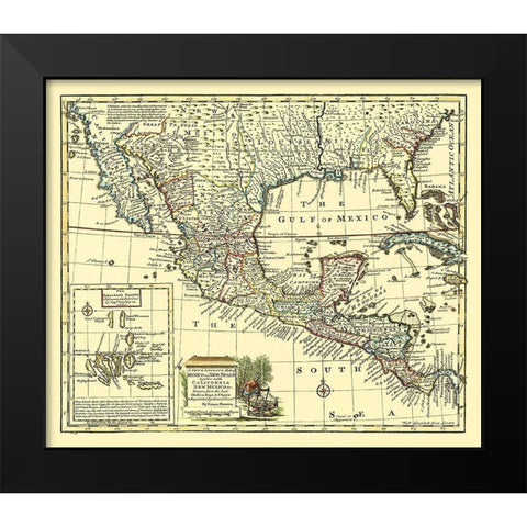California New Mexico United States Mexico Black Modern Wood Framed Art Print by Bowen