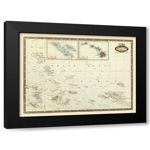 Oceania - Garnier 1860 Black Modern Wood Framed Art Print with Double Matting by Garnier