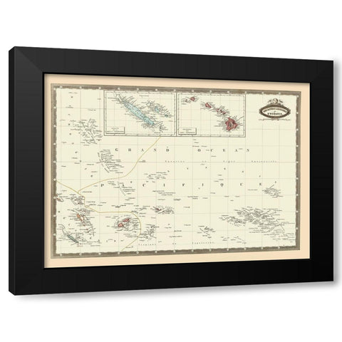 Pacific Islands Oceania - Garnier 1860 Black Modern Wood Framed Art Print with Double Matting by Garnier