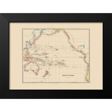 Pacific Ocean - Arrowsmith 1844 Black Modern Wood Framed Art Print by Arrowsmith