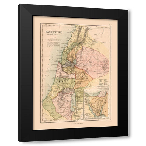 Middle East Palestine Ancient Divisions Israel Black Modern Wood Framed Art Print by Black