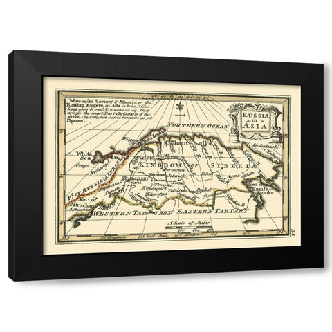 Asia Russia - Bowen 1758 Black Modern Wood Framed Art Print by Bowen