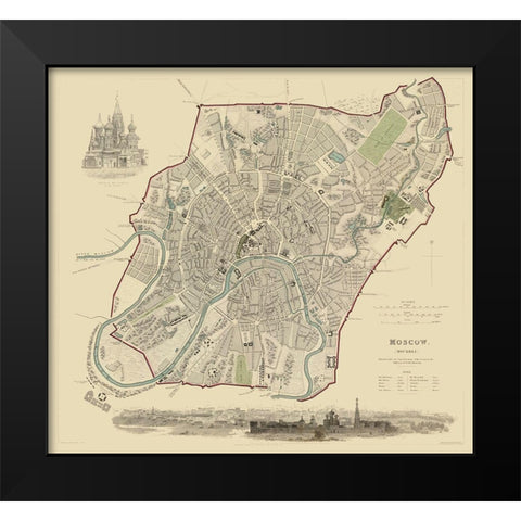 Moscow Russia Europe - Baldwin 1836 Black Modern Wood Framed Art Print by Baldwin