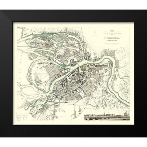 Saint Petersburg Russia Europe - Baldwin 1834 Black Modern Wood Framed Art Print by Baldwin