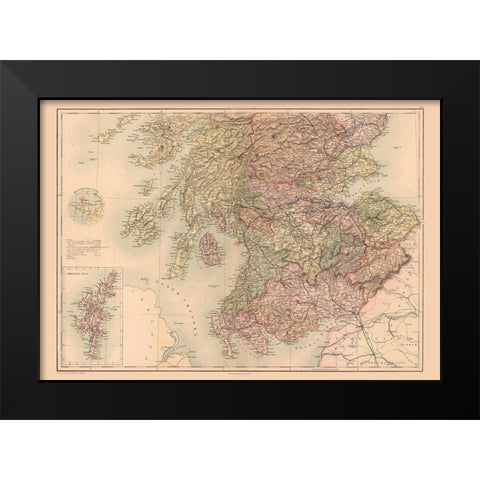 North Scotland - Black 1867 Black Modern Wood Framed Art Print by Black