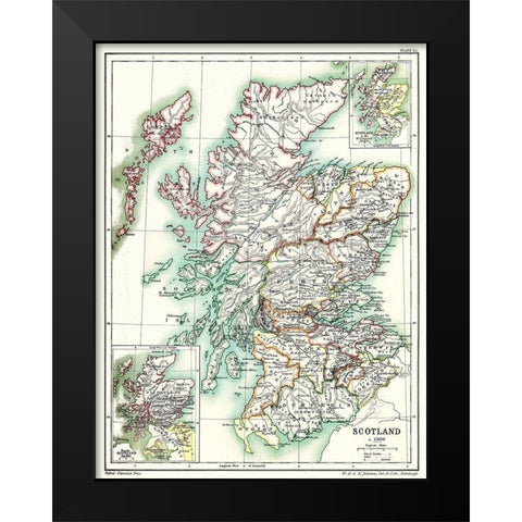 Scotland 1300 - Poole 1902 Black Modern Wood Framed Art Print by Poole