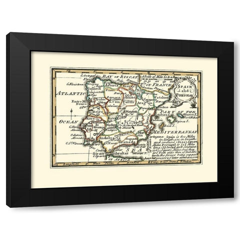 Spain Portugal - Gibson 1758 Black Modern Wood Framed Art Print with Double Matting by Gibson
