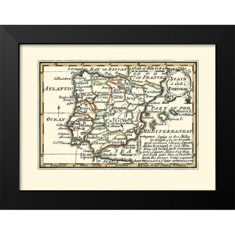 Spain Portugal - Gibson 1758 Black Modern Wood Framed Art Print by Gibson