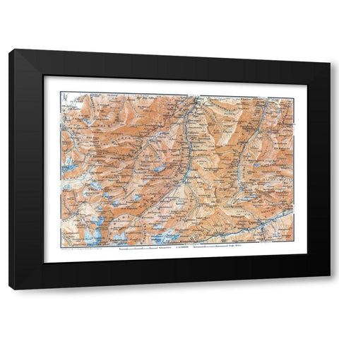 Southeastern Switzerland - Baedeker 1921 Black Modern Wood Framed Art Print by Baedeker