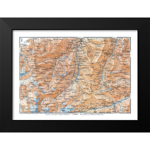Southeastern Switzerland - Baedeker 1921 Black Modern Wood Framed Art Print by Baedeker