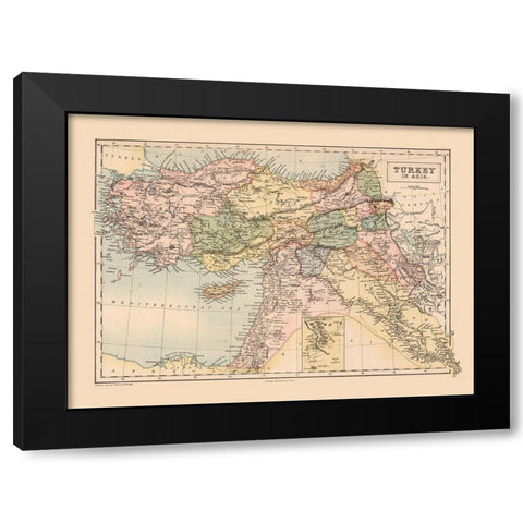 Asia Turkey - Black 1867 Black Modern Wood Framed Art Print by Black