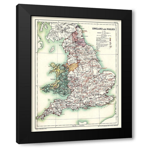 England Wales - Poole 1902 Black Modern Wood Framed Art Print with Double Matting by Poole