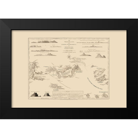 Virgin Islands - Jefferys 1775 Black Modern Wood Framed Art Print by Jefferys