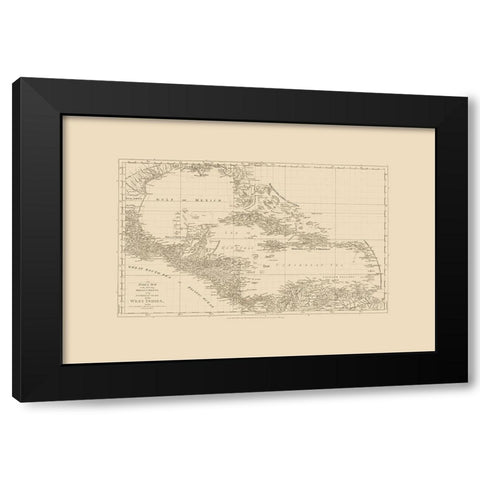 Chart West Indies Caribbean - Sayer 1775 Black Modern Wood Framed Art Print with Double Matting by Sayer