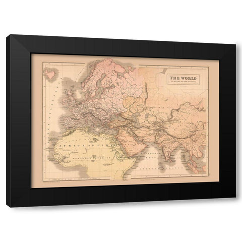 Ancient Europe Asia Africa - Black 1867 Black Modern Wood Framed Art Print with Double Matting by Black