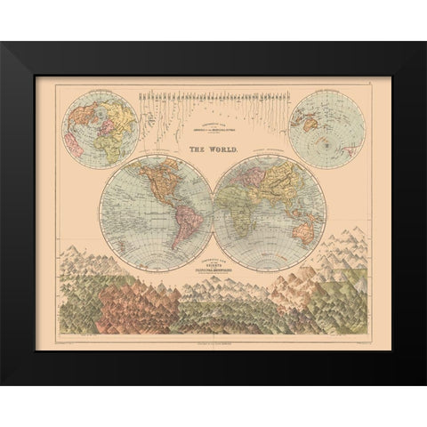 Mountain Heights World - Black 1867 Black Modern Wood Framed Art Print by Black