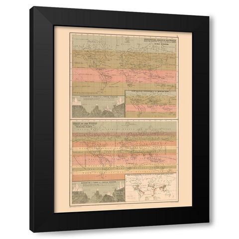 Zoological Chart World - Black 1867 Black Modern Wood Framed Art Print with Double Matting by Black