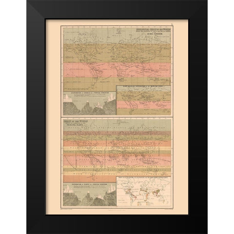 Zoological Chart World - Black 1867 Black Modern Wood Framed Art Print by Black