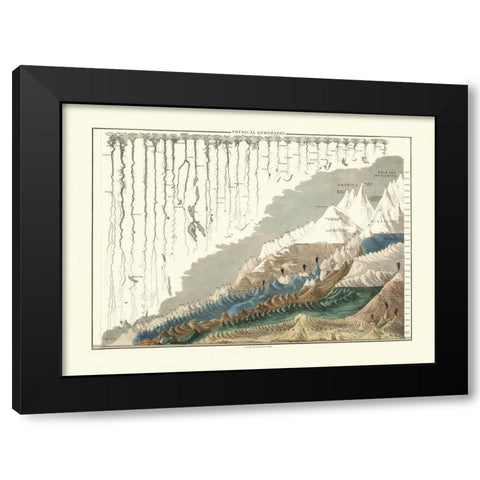 Physical Geography World - Black Black Modern Wood Framed Art Print with Double Matting by Black