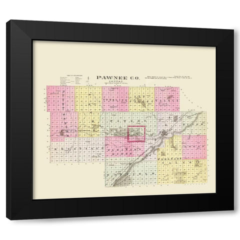 Pawnee Kansas - Everts 1887 Black Modern Wood Framed Art Print with Double Matting by Everts
