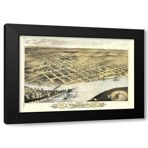 Wyandotte Kansas - Ruger 1869 Black Modern Wood Framed Art Print with Double Matting by Ruger