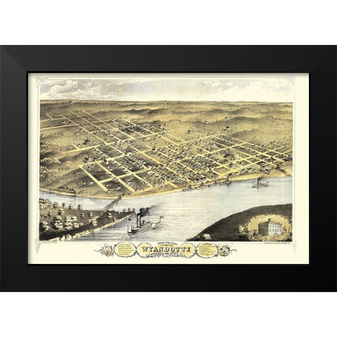 Wyandotte Kansas - Ruger 1869 Black Modern Wood Framed Art Print by Ruger