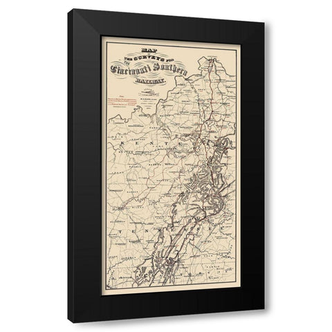 Cincinnati Southern Railway - Strobridge 1873 Black Modern Wood Framed Art Print with Double Matting by Strobridge