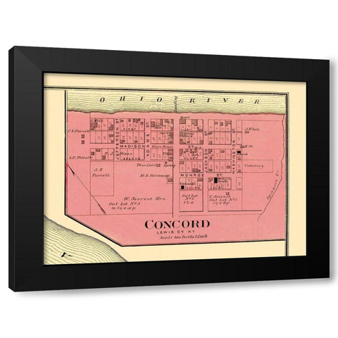 Concord Kentucky Landowner - Titus 1877 Black Modern Wood Framed Art Print with Double Matting by Titus