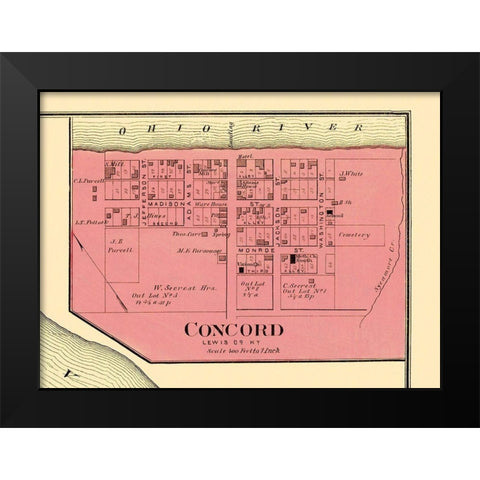 Concord Kentucky Landowner - Titus 1877 Black Modern Wood Framed Art Print by Titus