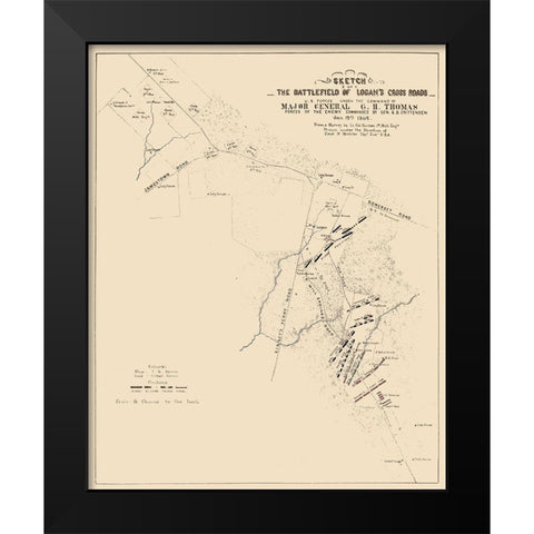 Logans Cross Roads Kentucky Battlefield - Michler 1862 Black Modern Wood Framed Art Print by Michler