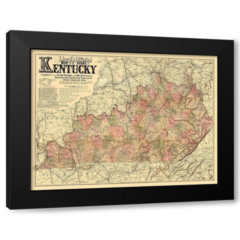 Kentucky - Lloyd 1862 Black Modern Wood Framed Art Print with Double Matting by Lloyd