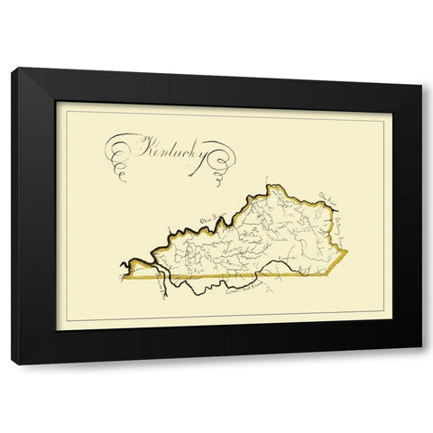 Kentucky - Henshaw 1823 Black Modern Wood Framed Art Print with Double Matting by Henshaw