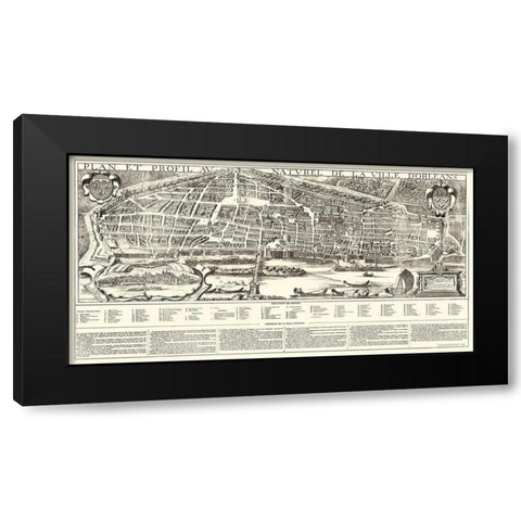 Orleans City Planning France - Jacob 1849 Black Modern Wood Framed Art Print by Jacob
