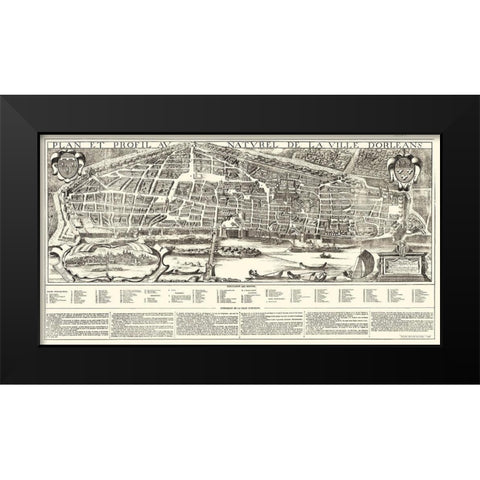 Orleans City Planning France - Jacob 1849 Black Modern Wood Framed Art Print by Jacob
